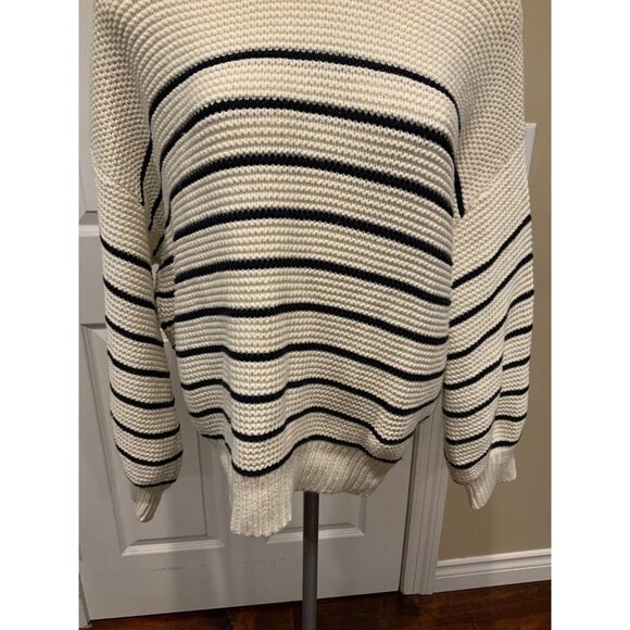 Alex Mill Cream & Navy Striped Button Back Sweater, Size XL $150 Size XL - Picture 6 of 12